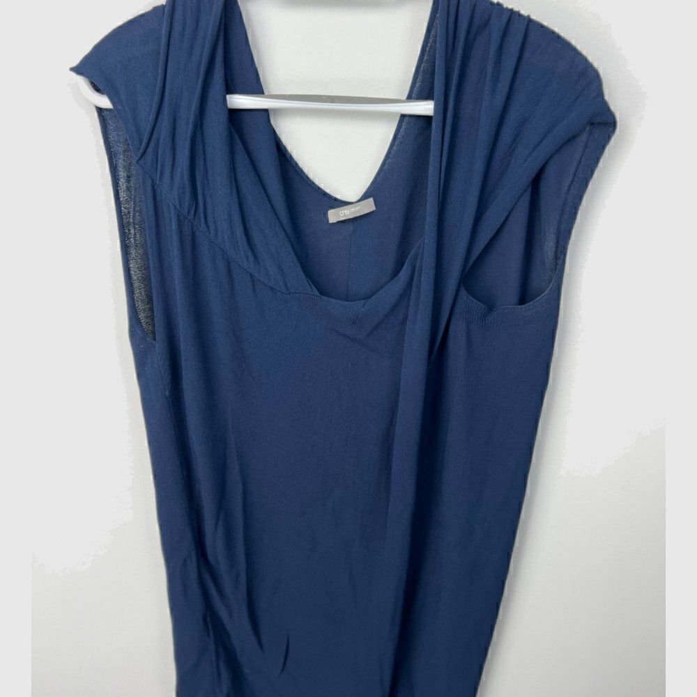 𝅺NWOT Crea concept, asymmetrical opening shirt, dark blue, size 38 - Picture 2 of 9